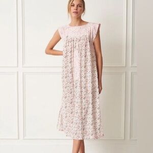 Mi Golondrina Pink Floral Embroidered Midi Dress